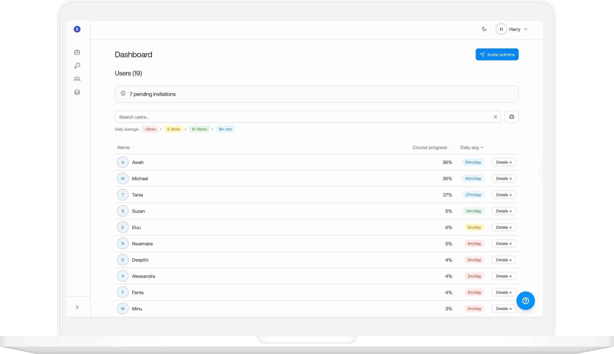 Personalised lesson interface