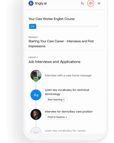 Custom course interface mockup