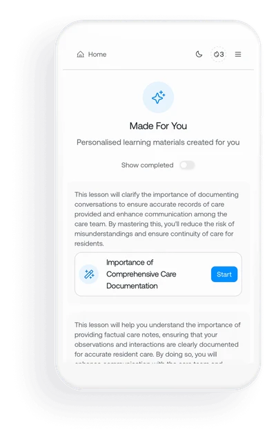 Personalised lesson interface