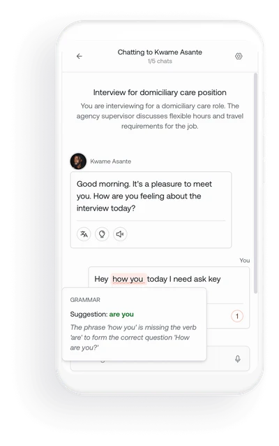 Roleplay interface mockup