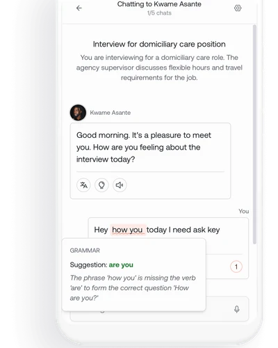 Interactive roleplay interface mockup