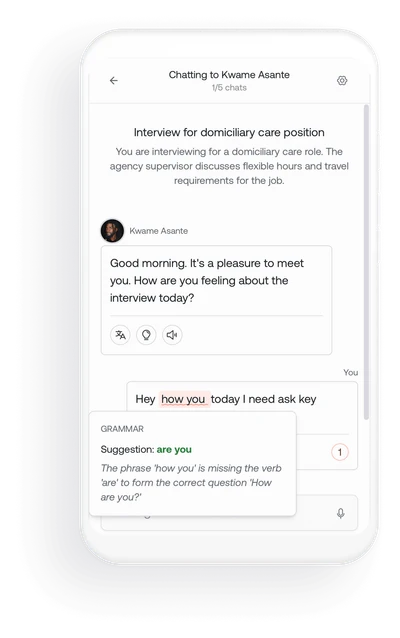 Interactive roleplay interface mockup