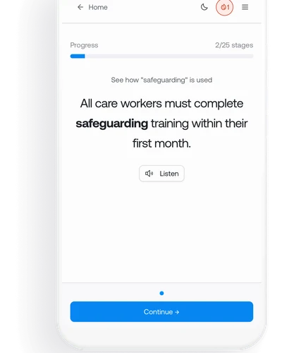 Vocabulary learning interface mockup